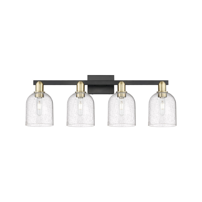 Innovations Bella 33in 4-Light Bath Vanity Light | Industrial Black Antique Brass and Seedy Glass | Bathroom Vanity | Model 716-4W-BAB-G558-6SDY