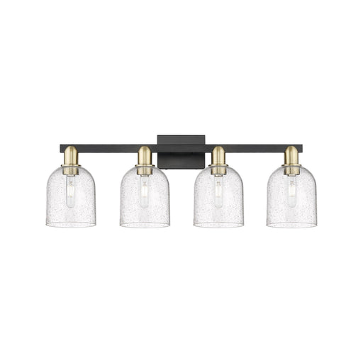Innovations Bella 33in 4-Light Bath Vanity Light | Industrial Black Antique Brass and Seedy Glass | Bathroom Vanity | Model 716-4W-BAB-G558-6SDY