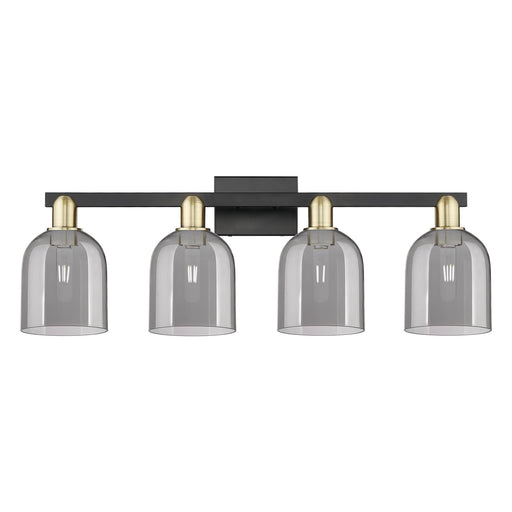 Innovations Bella 33in 4-Light Bath Vanity Light | Industrial Black Antique Brass and Light Smoke Glass | Bathroom Vanity | Model 716-4W-BAB-G558-6SM