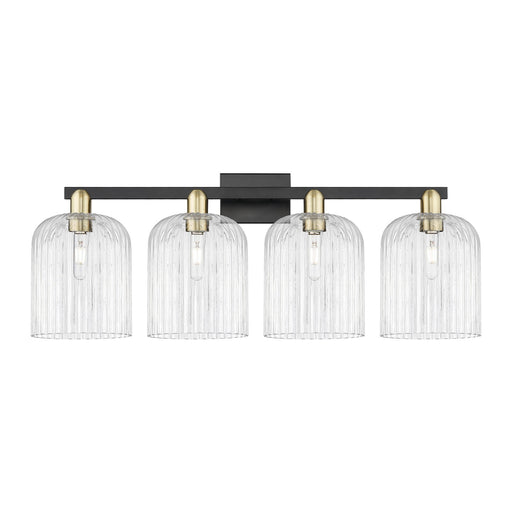 Innovations Bridal Veil 35in 4-Light Bath Vanity Light | Industrial Black Antique Brass and Clear Ribbed Glass | Bathroom | Model 716-4W-BAB-G559-8CL
