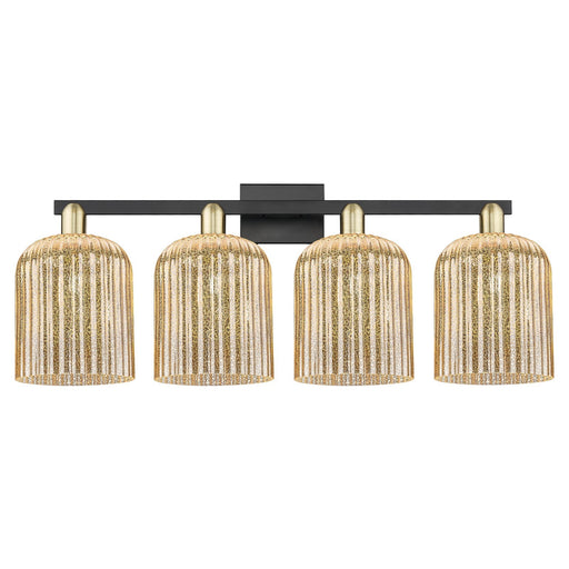 Innovations Bridal Veil 35in 4-Light Bath Vanity Light | Industrial Black Antique Brass and Mercury Ribbed Glass | Bathroom | Model 716-4W-BAB-G559-8ME
