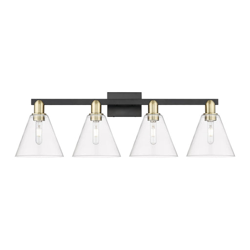 Innovations Berkshire Glass 35in 4-Light Bath Vanity Light | Industrial Black Antique Brass and Clear Glass | Bathroom Vanity | Model 716-4W-BAB-GBC-82