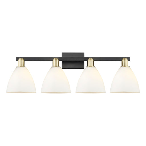 Innovations Bristol 35in 4-Light Bath Vanity Light | Industrial Black Antique Brass and Matte White Glass | Bathroom Vanity | Model 716-4W-BAB-GBD-751