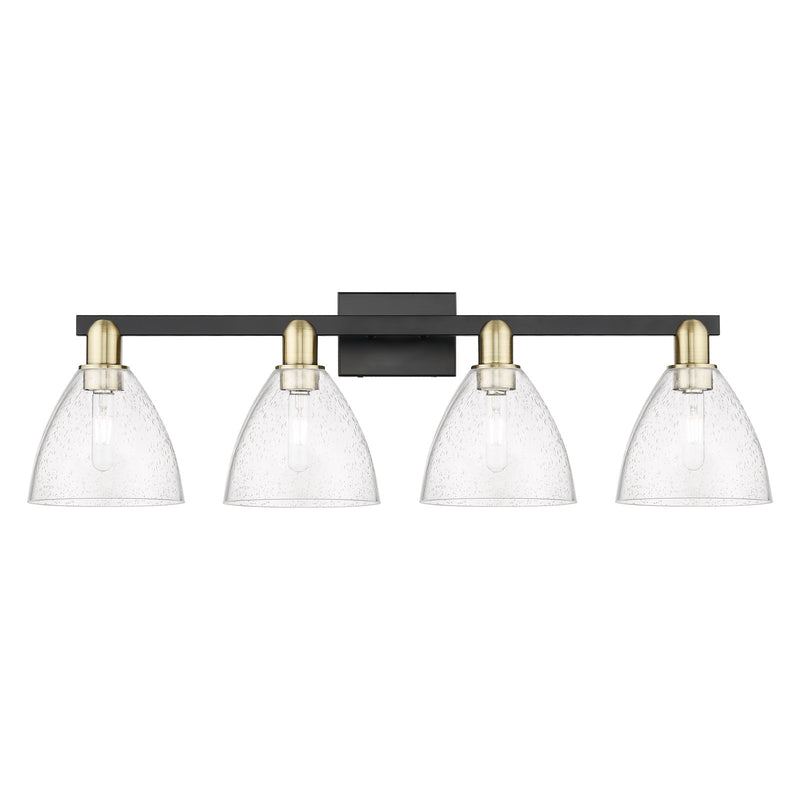 Innovations Bristol 35in 4-Light Bath Vanity Light | Industrial Black Antique Brass and Seedy Glass | Bathroom Vanity | Model 716-4W-BAB-GBD-754
