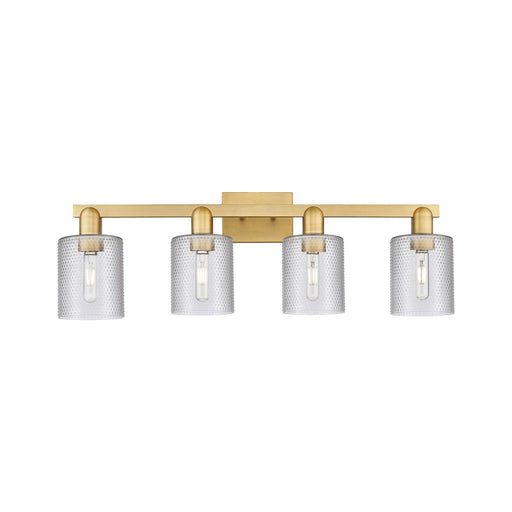 Innovations Cobbleskill 32in 4-Light Bath Vanity Light | Industrial Brushed Brass and Clear Glass | Bathroom Vanity & Powder Room | Model 716-4W-BB-G112