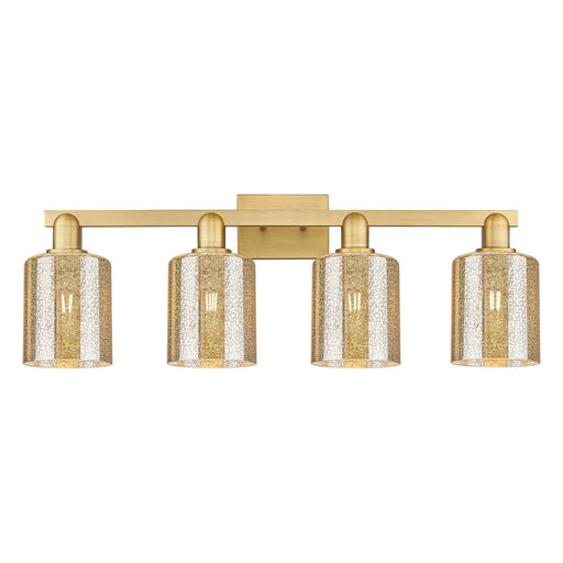 Innovations Cobbleskill 32in 4-Light Bath Vanity Light | Industrial Brushed Brass and Mercury Glass | Bathroom Vanity & Powder Room | Model 716-4W-BB-G116