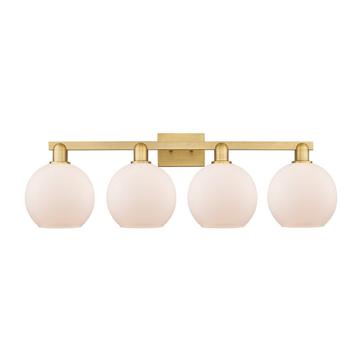 Innovations Athens 35in 4-Light Bath Vanity Light | Industrial Brushed Brass and Matte White Glass | Bathroom Vanity | Model 716-4W-BB-G121-8