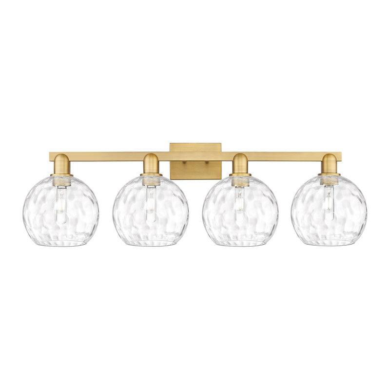 Innovations Athens Water Glass 35in 4-Light Bath Vanity | Industrial Brushed Brass and Clear Water Glass | Bathroom Vanity | Model 716-4W-BB-G1215-8
