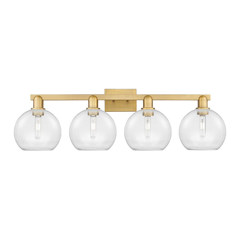 Innovations Athens 35in 4-Light Bath Vanity Light | Industrial Brushed Brass Steel and Clear Glass | Bathroom Vanity | Model 716-4W-BB-G122-8