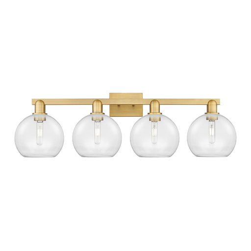 Innovations Athens 35in 4-Light Bath Vanity Light | Industrial Brushed Brass Steel and Clear Glass | Bathroom Vanity | Model 716-4W-BB-G122-8