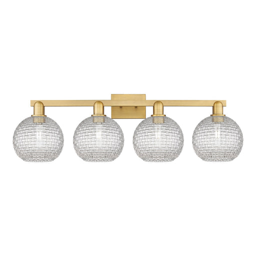 Innovations Athens 35in 4-Light Bath Vanity Light | Industrial Brushed Brass and Clear Basket Weave Glass | Bathroom Vanity | Model 716-4W-BB-G122C-8CL