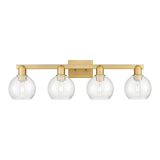 Innovations Athens 33in 4-Light Bath Vanity Light | Industrial Brushed Brass Steel and Seedy Glass | Bathroom Vanity | Model 716-4W-BB-G124-6