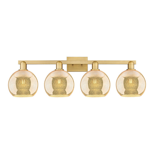 Innovations Athens 35in 4-Light Bath Vanity Light | Industrial Brushed Brass Steel and Mercury Glass | Bathroom Vanity | Model 716-4W-BB-G128-8