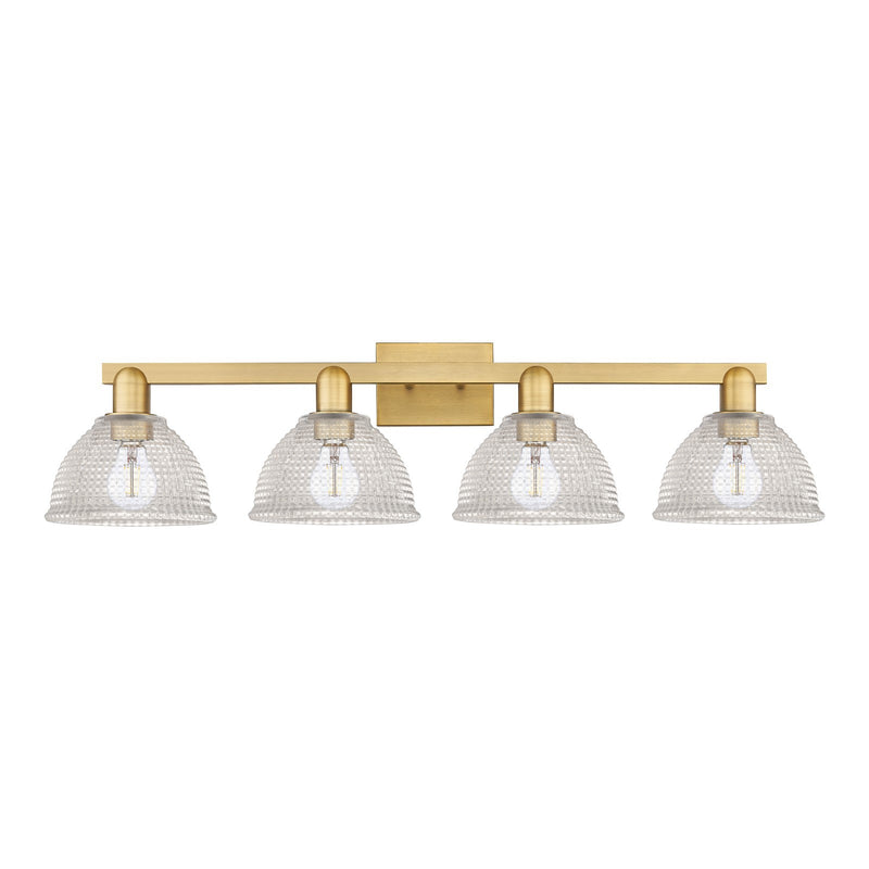 Innovations Arietta 35in 4-Light Bath Vanity Light | Industrial Brushed Brass Steel and Clear Glass | Bathroom Vanity Above Mirror | Model 716-4W-BB-G422