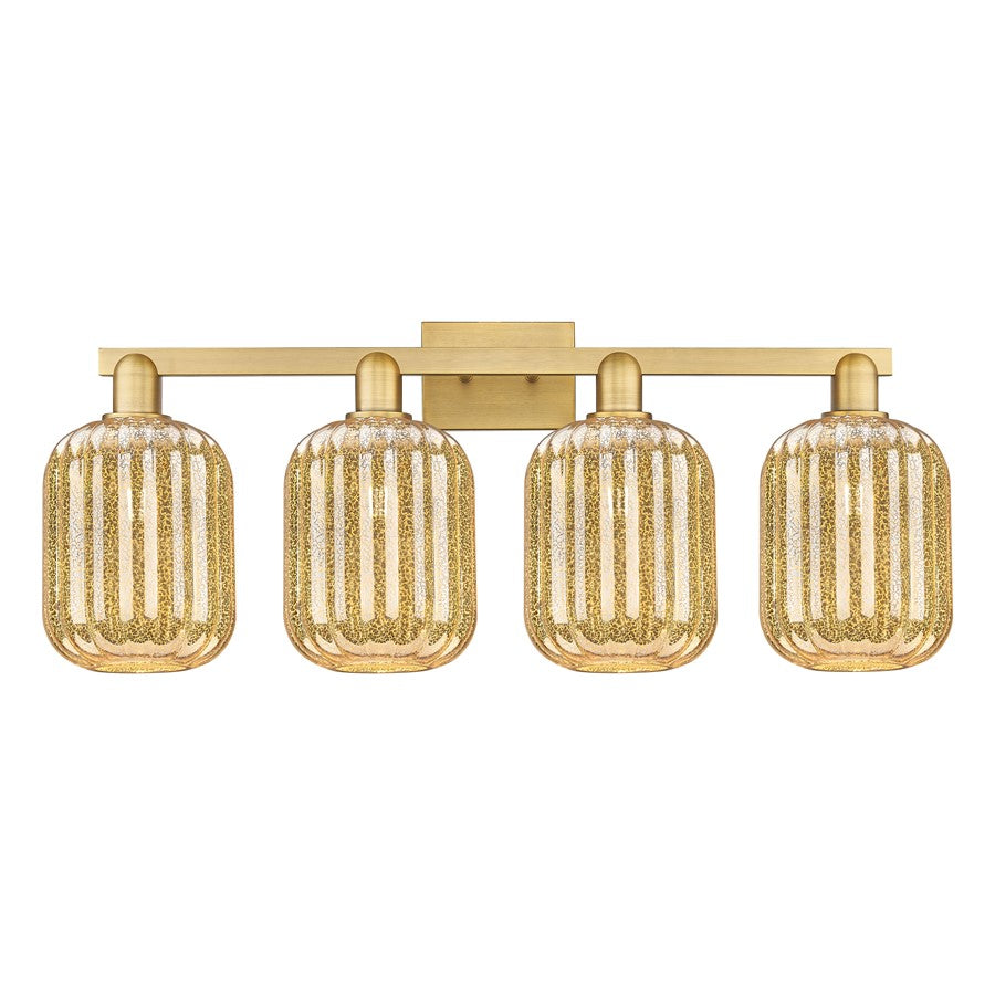 Innovations Preston 4Lt 36" Jar Bath, Brushed Brass/Mercury - 716-4W-BB-G460-7ME