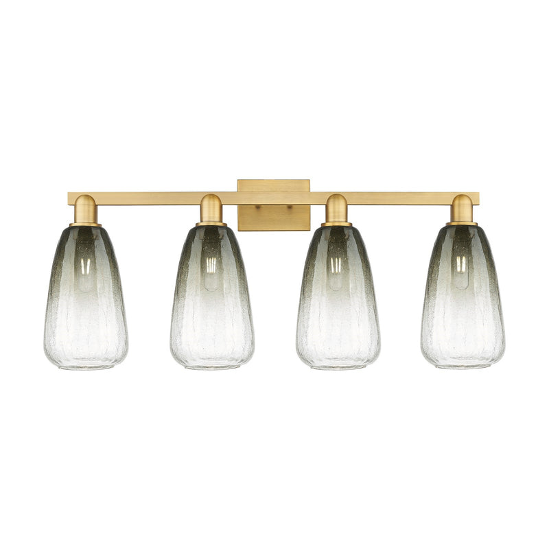 Innovations Brookhaven Almond 33in 4-Light Bath Vanity Light | Industrial Brushed Brass and Slate Glass | Bathroom Vanity | Model 716-4W-BB-G480-6SL