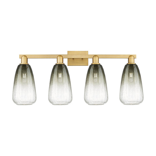 Innovations Brookhaven Almond 33in 4-Light Bath Vanity Light | Industrial Brushed Brass and Slate Glass | Bathroom Vanity | Model 716-4W-BB-G480-6SL