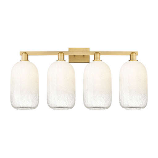 Innovations Brookhaven Cloche 34in 4-Light Bath Vanity | Industrial Brushed Brass Steel and Opal Glass | Bathroom & Powder Room | Model 716-4W-BB-G482-7OP