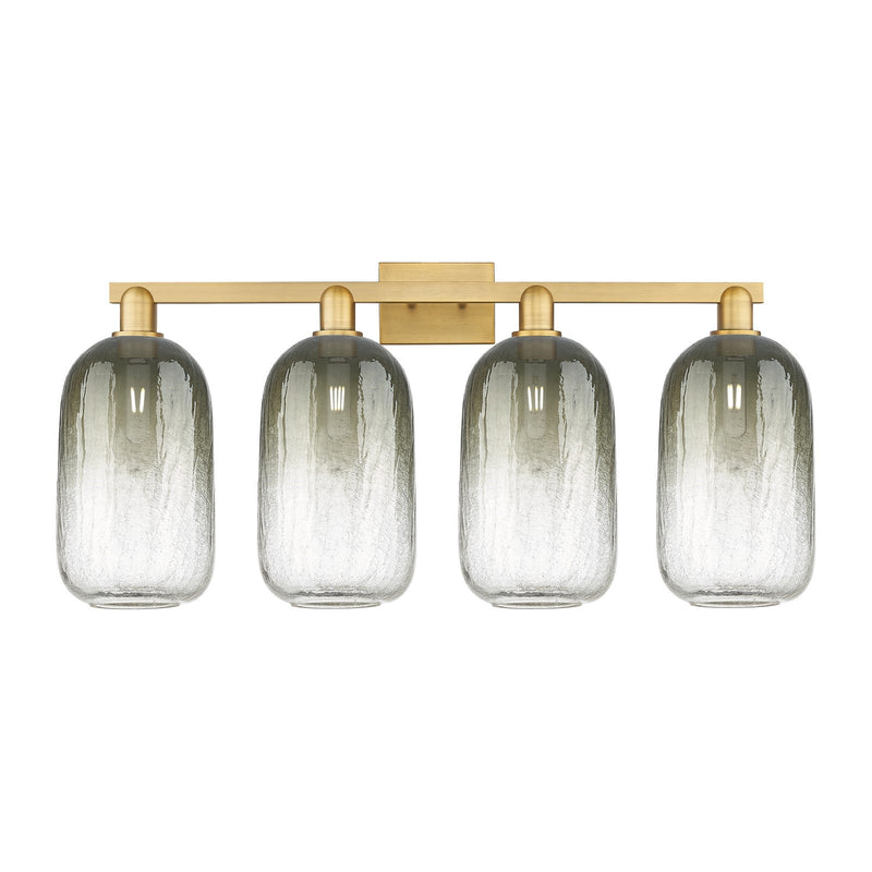Innovations Brookhaven Cloche 34in 4-Light Bath Vanity | Industrial Brushed Brass Steel and Slate Glass | Entryway & Hallway | Model 716-4W-BB-G482-7SL