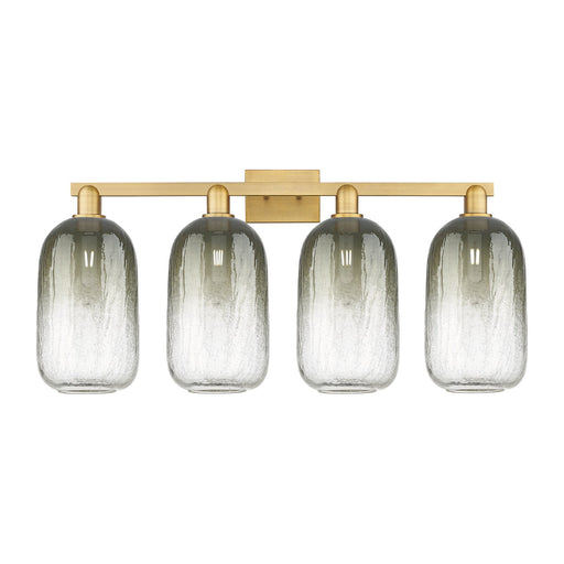 Innovations Brookhaven Cloche 34in 4-Light Bath Vanity | Industrial Brushed Brass Steel and Slate Glass | Entryway & Hallway | Model 716-4W-BB-G482-7SL