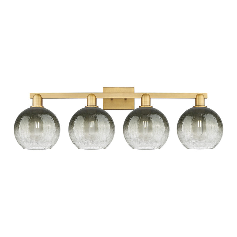 Innovations Brookhaven Globe 35in 4-Light Bath Vanity Light | Industrial Brushed Brass Steel and Slate Glass | Bathroom Vanity | Model 716-4W-BB-G483-8SL