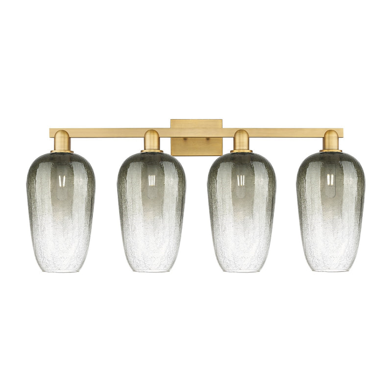 Innovations Brookhaven Flute 34in 4-Light Bath Vanity | Industrial Brushed Brass Steel and Slate Glass | Bathroom & Powder Room | Model 716-4W-BB-G484-7SL