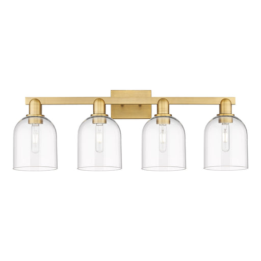 Innovations Bella 33in 4-Light Bath Vanity Light | Industrial Brushed Brass Steel and Clear Glass | Bathroom Vanity | Model 716-4W-BB-G558-6CL