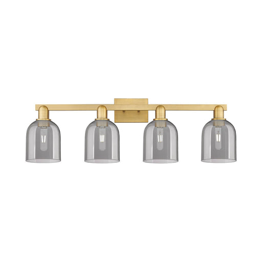 Innovations Bella 33in 4-Light Bath Vanity Light | Brushed Brass Steel and Light Smoke Glass | Bathroom Vanity | 32.5 x 11.25 in | Model 716-4W-BB-G558-6SM