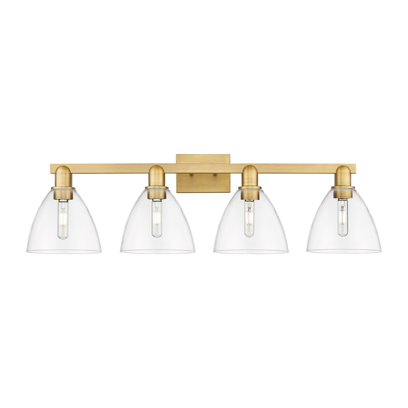 Innovations Bristol 35in 4-Light Bath Vanity Light | Industrial Brushed Brass Steel and Clear Glass | Bathroom Vanity & Powder | Model 716-4W-BB-GBD-752