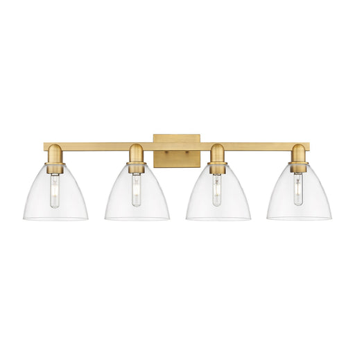 Innovations Bristol 35in 4-Light Bath Vanity Light | Industrial Brushed Brass Steel and Clear Glass | Bathroom Vanity & Powder | Model 716-4W-BB-GBD-752