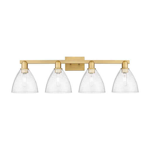 Innovations Bristol 35in 4-Light Bath Vanity Light | Industrial Brushed Brass Steel and Seedy Glass | Bathroom Vanity | Model 716-4W-BB-GBD-754