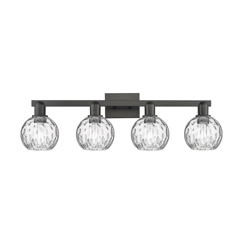 Innovations Athens 33in 4-Light Bath Vanity Light | Industrial Matte Black and Clear Water Glass | Bathroom Vanity | Model 716-4W-BK-G1215-6