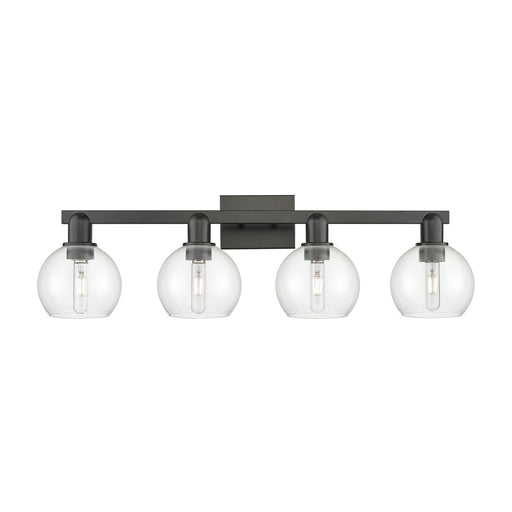 Innovations Athens 33in 4-Light Bath Vanity Light | Industrial Matte Black Steel and Clear Glass | Bathroom Vanity & Powder Room | Model 716-4W-BK-G122-6