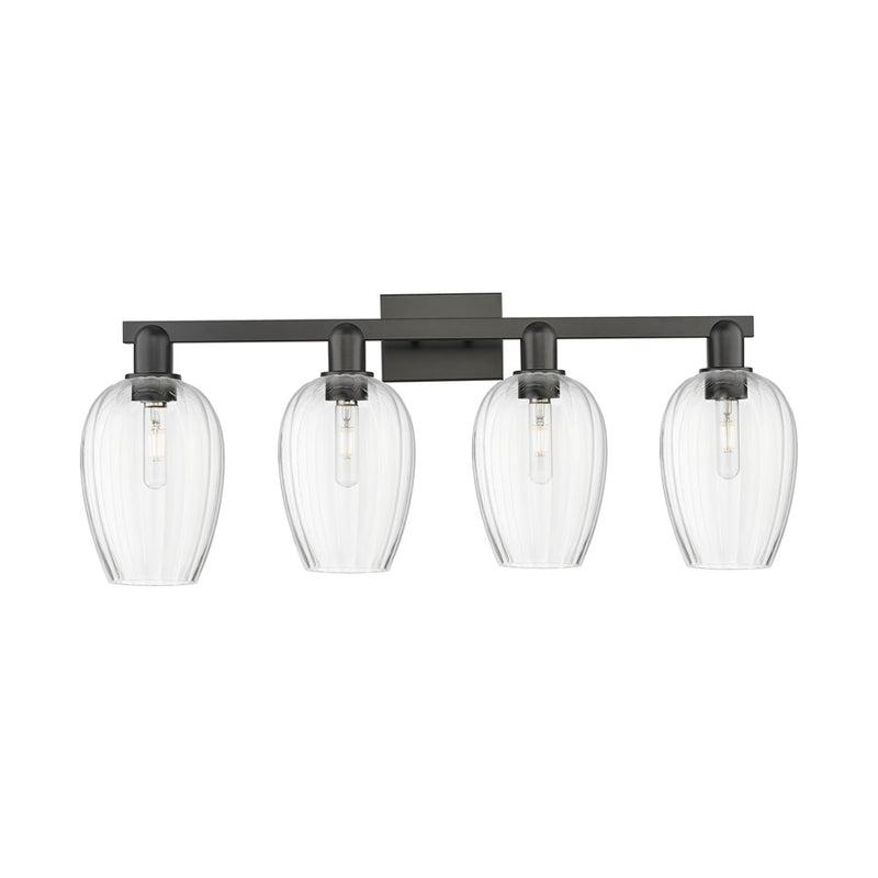 Innovations Preston 4Lt 36" Flute Bath Light, Black/Clear
