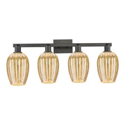 Innovations Preston 4Lt 36" Flute Bath Light, Black/Mercury - 716-4W-BK-G457-6ME