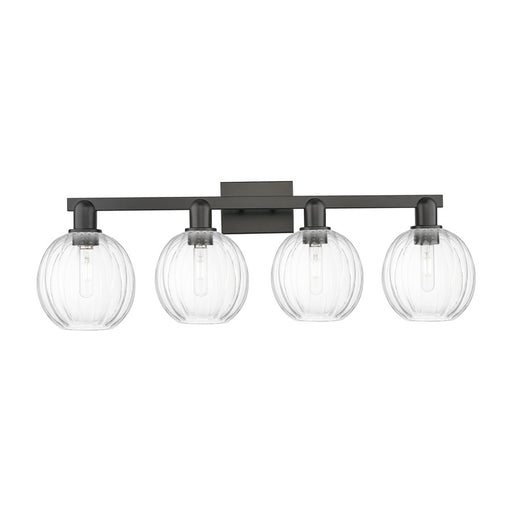 Innovations Preston 4Lt 36" Globe Bath Light, Black/Clear - 716-4W-BK-G458-7CL