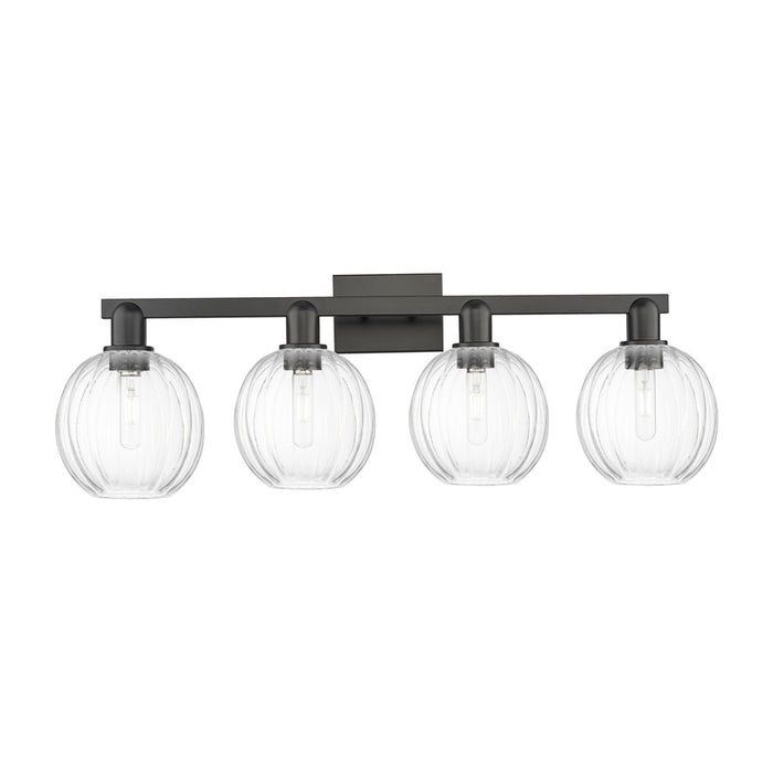 Innovations Preston 4Lt 36" Globe Bath Light, Black/Clear - 716-4W-BK-G458-7CL