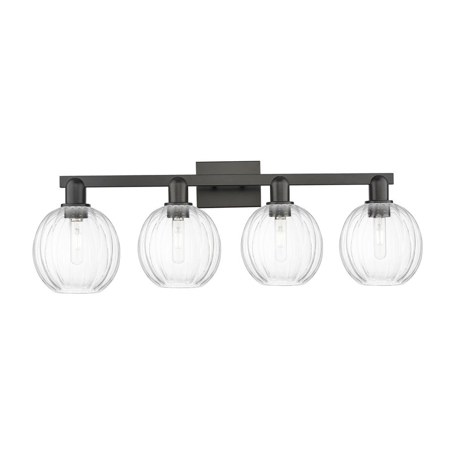 Innovations Preston 4Lt 36" Globe Bath Light, Black/Clear - 716-4W-BK-G458-7CL