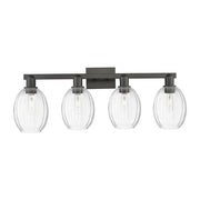 Innovations Preston 4Lt 36" Bell Bath Light, Black/Clear - 716-4W-BK-G459-6CL