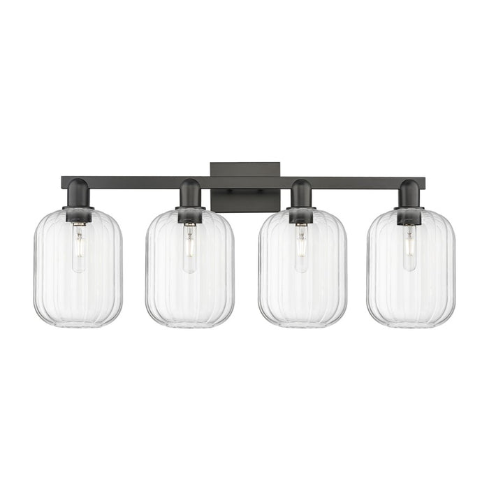 Innovations Preston 4Lt 36" Jar Bath Light, Black/Clear - 716-4W-BK-G460-7CL