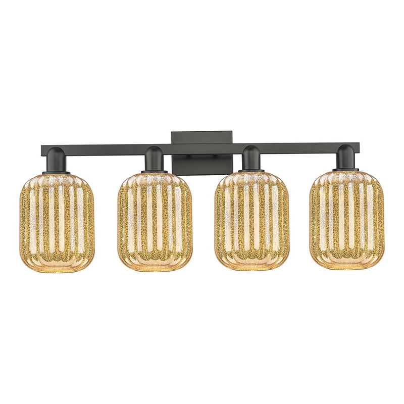 Innovations Preston 4Lt 36" Jar Bath Light, Black/Mercury - 716-4W-BK-G460-7ME
