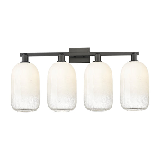 Innovations Brookhaven Cloche 34in 4-Light Bath Vanity | Industrial Matte Black Steel and Opal Glass | Bathroom & Powder Room | Model 716-4W-BK-G482-7OP
