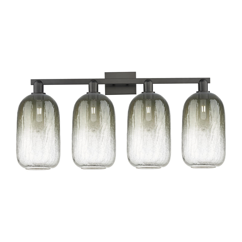 Innovations Brookhaven Cloche 34in 4-Light Bath Vanity | Industrial Matte Black Steel and Slate Glass | Bathroom & Powder Room | Model 716-4W-BK-G482-7SL
