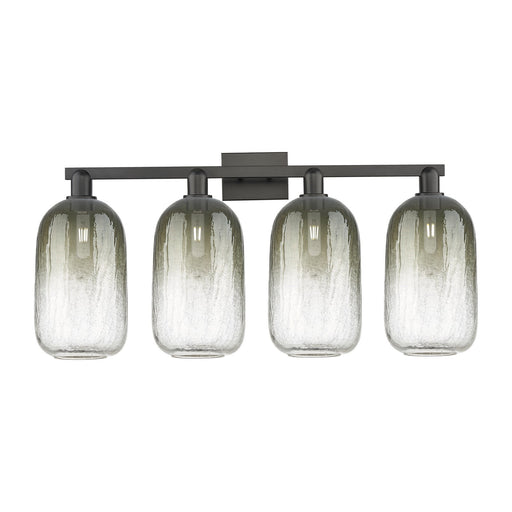 Innovations Brookhaven Cloche 34in 4-Light Bath Vanity | Industrial Matte Black Steel and Slate Glass | Bathroom & Powder Room | Model 716-4W-BK-G482-7SL