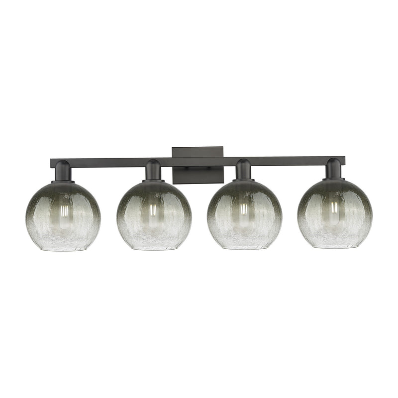 Innovations Brookhaven Globe 36in 4-Light Bath Vanity Light | Industrial Matte Black Steel and Slate Glass | Bathroom Vanity | Model 716-4W-BK-G483-8SL