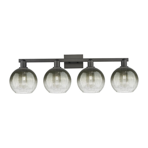 Innovations Brookhaven Globe 36in 4-Light Bath Vanity Light | Industrial Matte Black Steel and Slate Glass | Bathroom Vanity | Model 716-4W-BK-G483-8SL