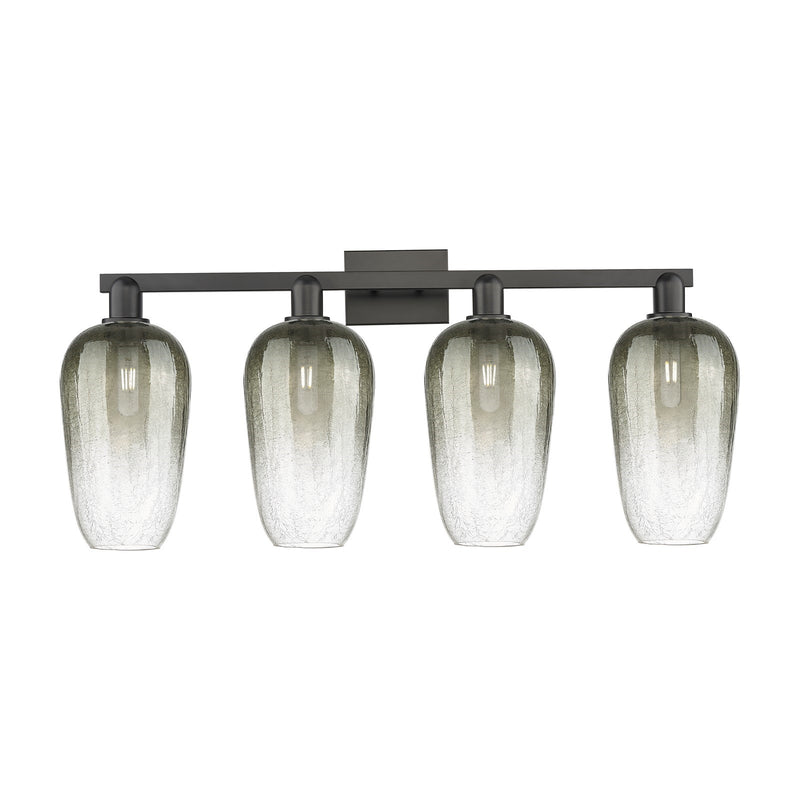 Innovations Brookhaven Flute 34in 4-Light Bath Vanity | Industrial Matte Black Steel and Slate Glass | Bathroom & Powder Room | Model 716-4W-BK-G484-7SL
