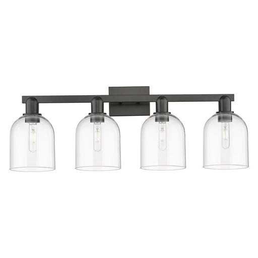 Innovations Bella 33in 4-Light Bath Vanity Light | Industrial Matte Black Steel and Clear Glass | Bathroom Vanity | Model 716-4W-BK-G558-6CL