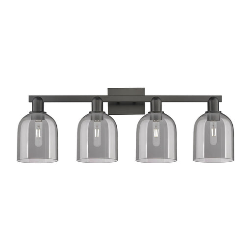 Innovations Bella 33in 4-Light Bath Vanity Light | Industrial Matte Black Steel and Light Smoke Glass | Bathroom Vanity | Model 716-4W-BK-G558-6SM