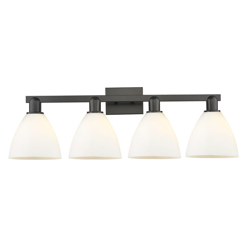 Innovations Bristol 35in 4-Light Bath Vanity Light | Industrial Modern Matte Black Steel and Matte White Glass | Bathroom Vanity | Model 716-4W-BK-GBD-751
